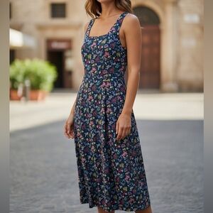 Vintage Liz Claiborne colorful Floral Midi Dress